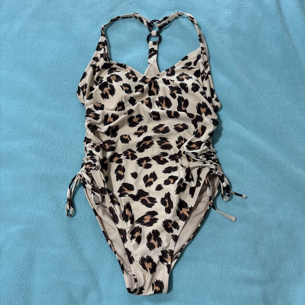 Kona Sol S Animal Print Swimming Suit, Gathered Sides, EUC, Beach, Resort, Sexy